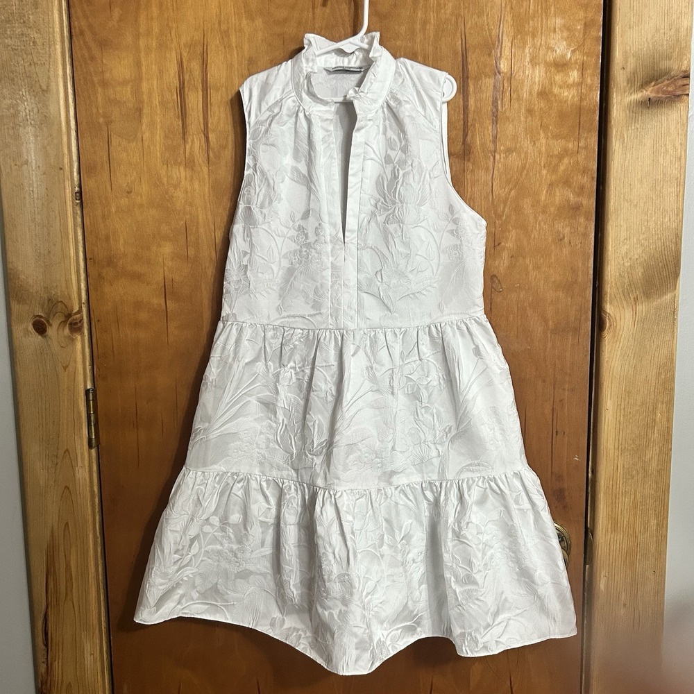 Amanda Uprichard Sleeveless Saffron Dress White‎ Jacquard Floral XS